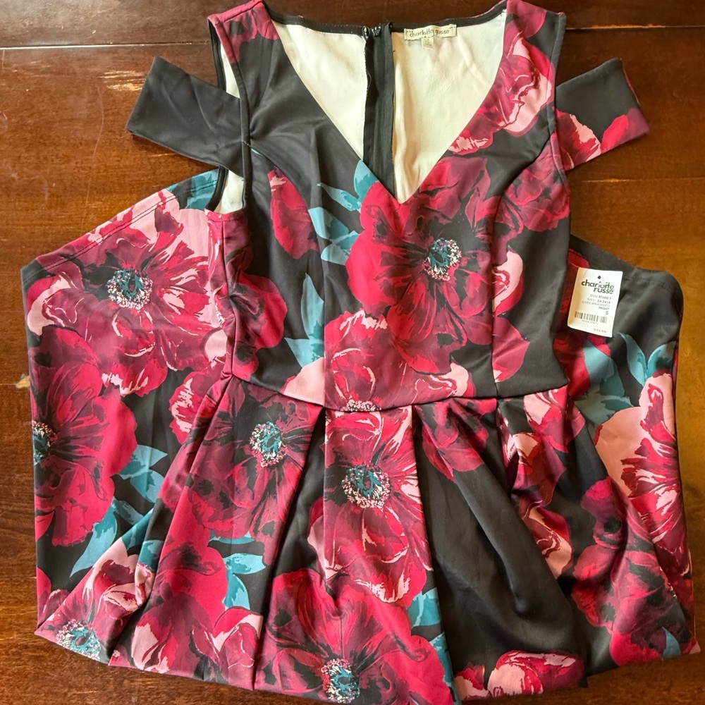 Charlotte Russe Red and Teal Floral Dress